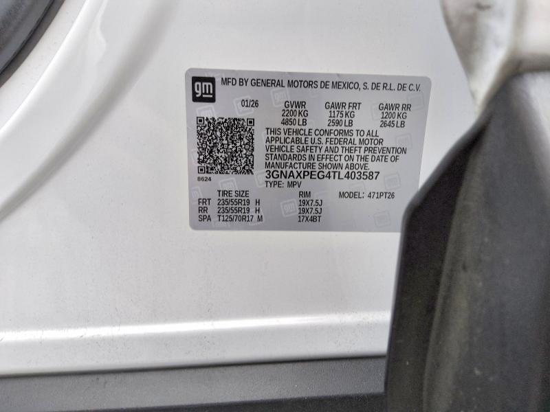 68862836 :رقم المزاد ، 3GNAXPEG4TL403587 vin ، 2026 Chevrolet Equinox مزاد بيع
