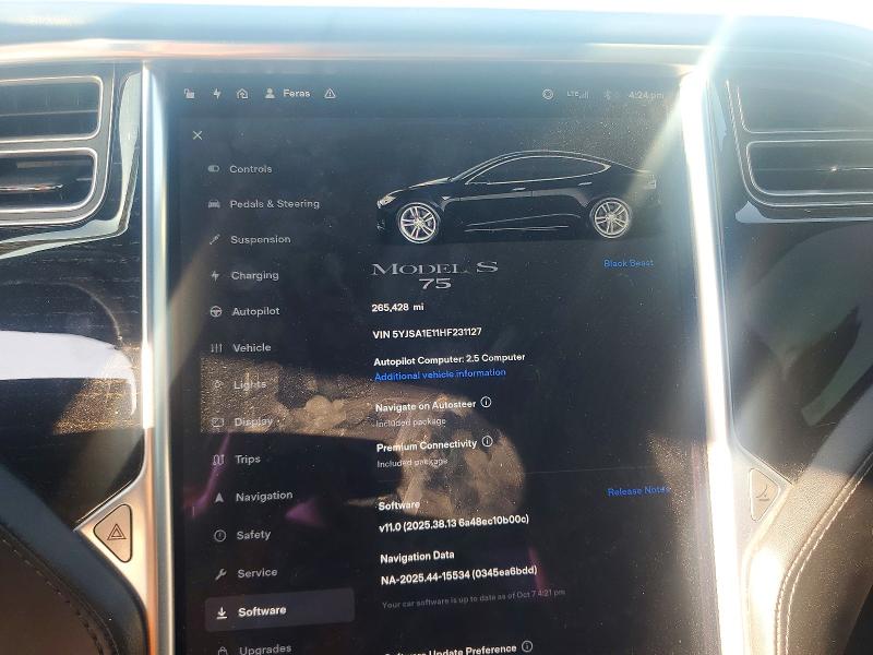 Продажа на аукционе авто 2017 Tesla Model S, vin: 5YJSA1E11HF231127, номер лота: 72194376