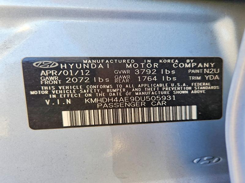 Aukcja sprzedaży 2013 Hyundai Elantra, vin: KMHDH4AE9DU505931, numer aukcji: 70710276