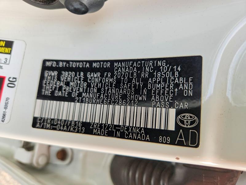 Aukcja sprzedaży 2015 Toyota Corolla, vin: 2T1BURHE6FC286212, numer aukcji: 70594536