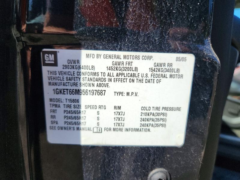Aukcja sprzedaży 2005 Gmc Envoy, vin: 1GKET66M956197687, numer aukcji: 71787186