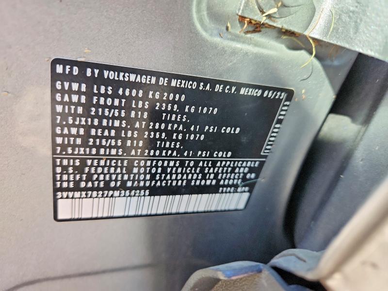 Aukcja sprzedaży 2023 Volkswagen Taos, vin: 3VVMX7B27PM354255, numer aukcji: 71592516