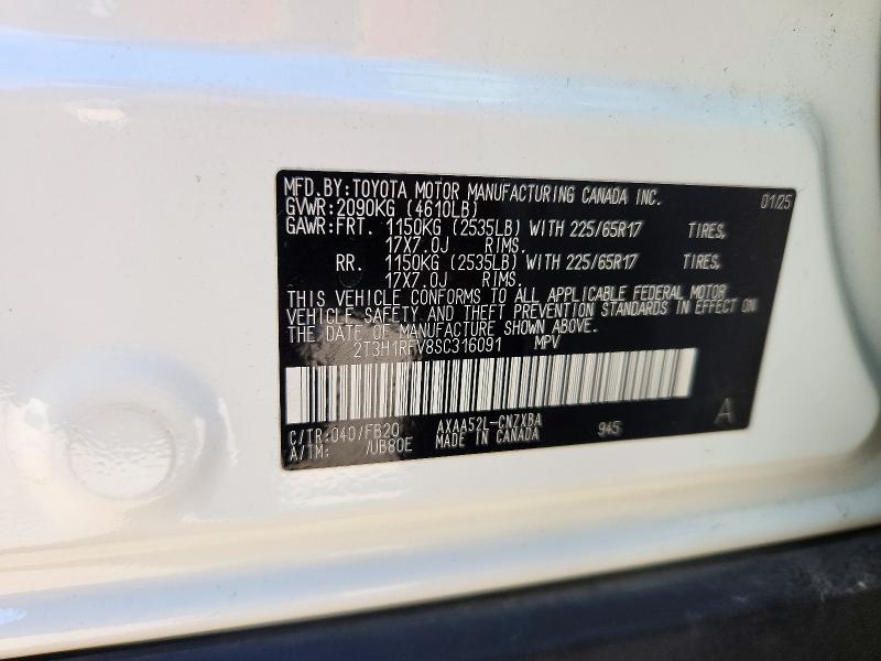 72506346 :رقم المزاد ، 2T3H1RFV8SC316091 vin ، 2025 Toyota Rav4 مزاد بيع