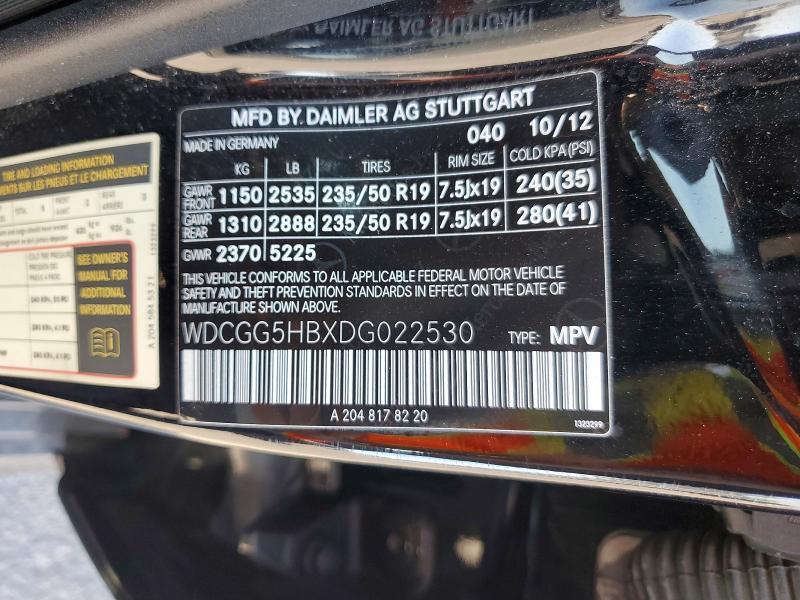 71385556 :رقم المزاد ، WDCGG5HBXDG022530 vin ، 2013 Mercedes-benz Glk مزاد بيع