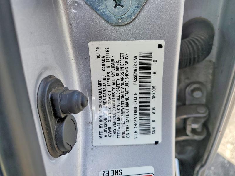71498536 :رقم المزاد ، 2HGFA1F88BH521316 vin ، 2011 Honda Civic مزاد بيع