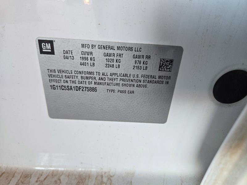 72567576 :رقم المزاد ، 1G11C5SA1DF275886 vin ، 2013 Chevrolet Malibu مزاد بيع