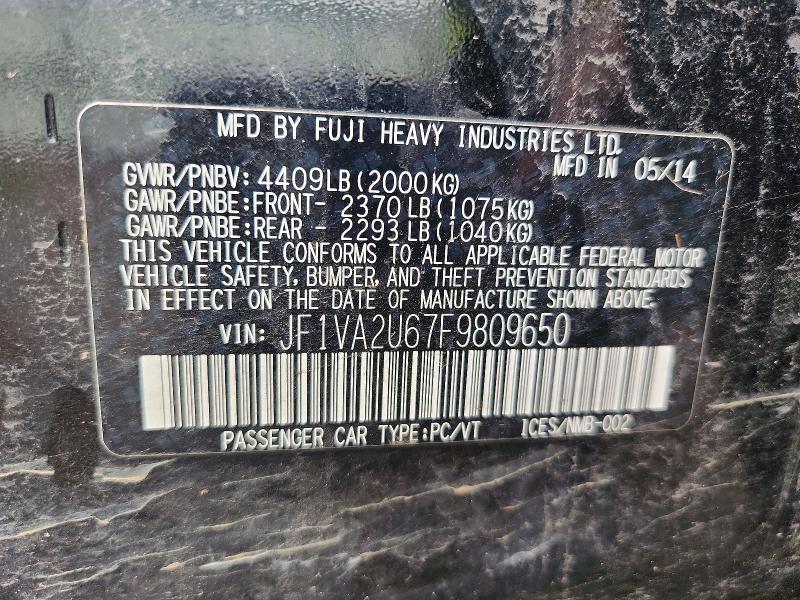 70935646 :رقم المزاد ، JF1VA2U67F9809650 vin ، 2015 Subaru Wrx مزاد بيع