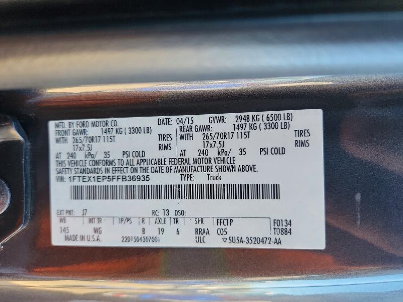 Aukcja sprzedaży 2015 Ford F150, vin: 1FTEX1EP5FFB36935, numer aukcji: 71101406