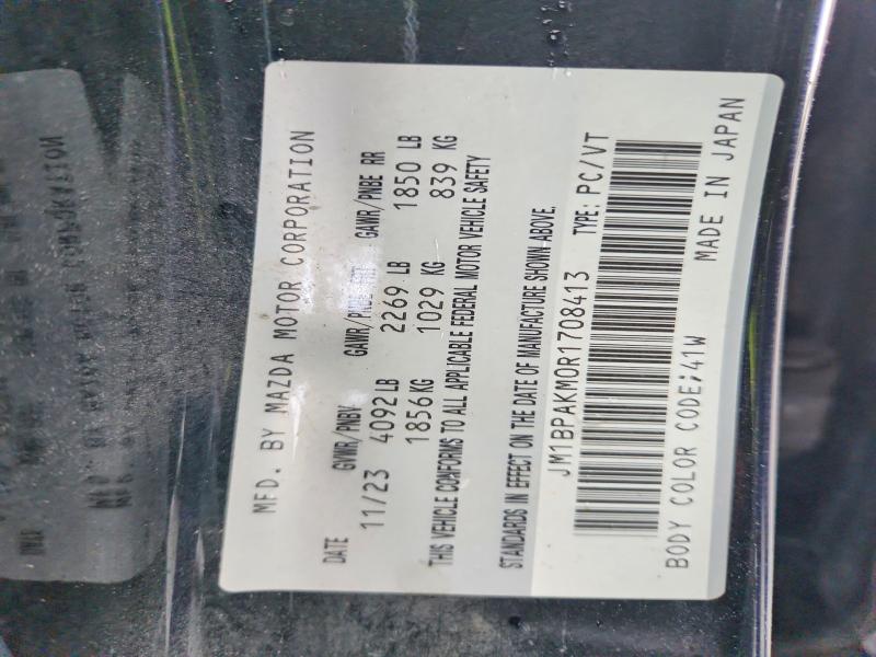 Продаж на аукціоні авто 2024 Mazda 3, vin: JM1BPAKM0R1708413, номер лоту: 71446086