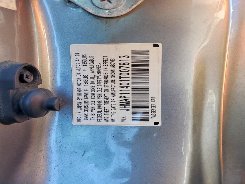 2001 Honda S2000 მანქანა იყიდება აუქციონზე, vin: JHMAP11401T007813, აუქციონის ნომერი: 71966056