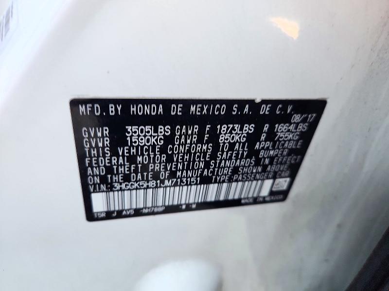 Aukcja sprzedaży 2018 Honda Fit, vin: 3HGGK5H81JM713151, numer aukcji: 72342036