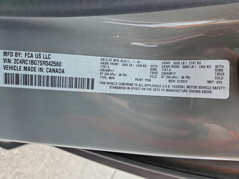 Продаж на аукціоні авто 2025 Chrysler Pacifica, vin: 2C4RC1BG7SR542560, номер лоту: 71478226