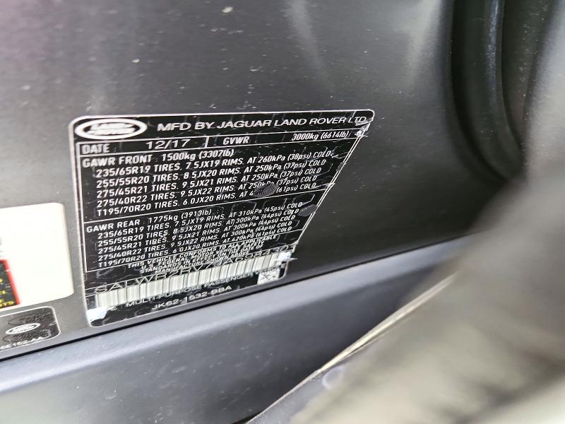 72308846 :رقم المزاد ، SALWR2RV7JA698430 vin ، 2018 Land Rover Range Rover Sport مزاد بيع