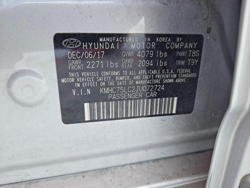 71741586 :رقم المزاد ، KMHC75LC2JU072724 vin ، 2018 Hyundai Ioniq مزاد بيع