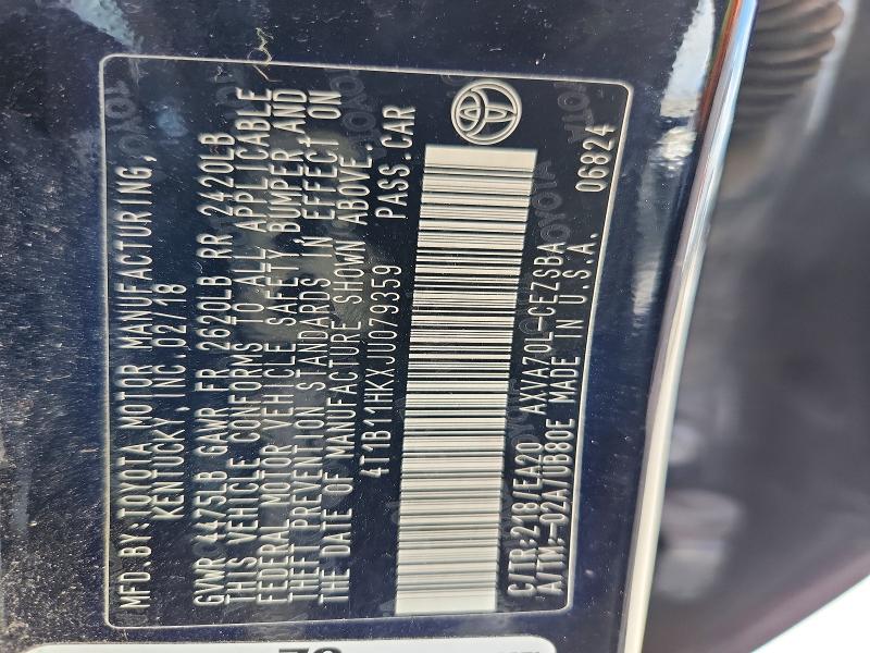 Продаж на аукціоні авто 2018 Toyota Camry, vin: 4T1B11HKXJU079359, номер лоту: 71272866