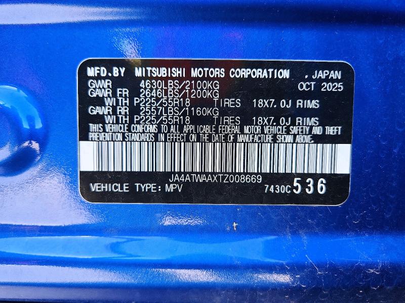 Aukcja sprzedaży 2026 Mitsubishi Eclipse Cross, vin: JA4ATWAAXTZ008669, numer aukcji: 71837126