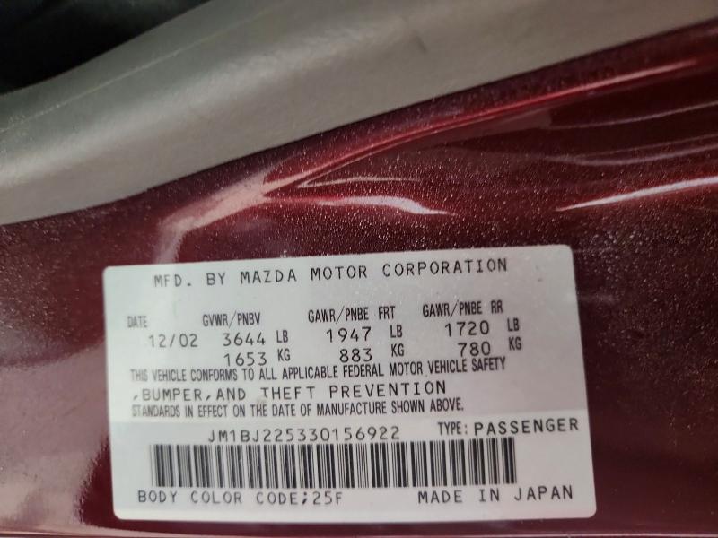 Продаж на аукціоні авто 2003 Mazda Protege, vin: JM1BJ225330156922, номер лоту: 71539036