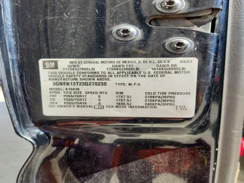 Продажа на аукционе авто 2003 Chevrolet Avalanche, vin: 3GNEK13T23G278238, номер лота: 72018186