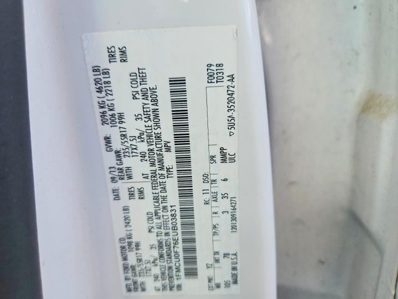 Продажа на аукционе авто 2014 Ford Escape, vin: 1FMCU0F76EUB03831, номер лота: 71279076