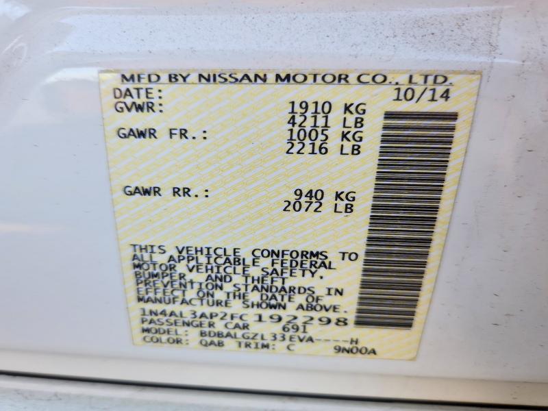 Aukcja sprzedaży 2015 Nissan Altima, vin: 1N4AL3AP2FC192298, numer aukcji: 71510686