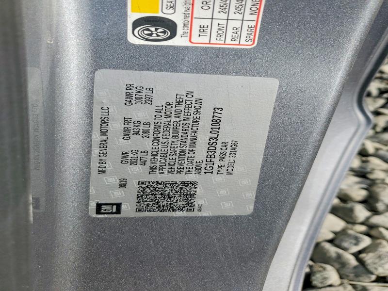 2020 Chevrolet Camaro მანქანა იყიდება აუქციონზე, vin: 1G1FB3DS3L0108773, აუქციონის ნომერი: 70819996