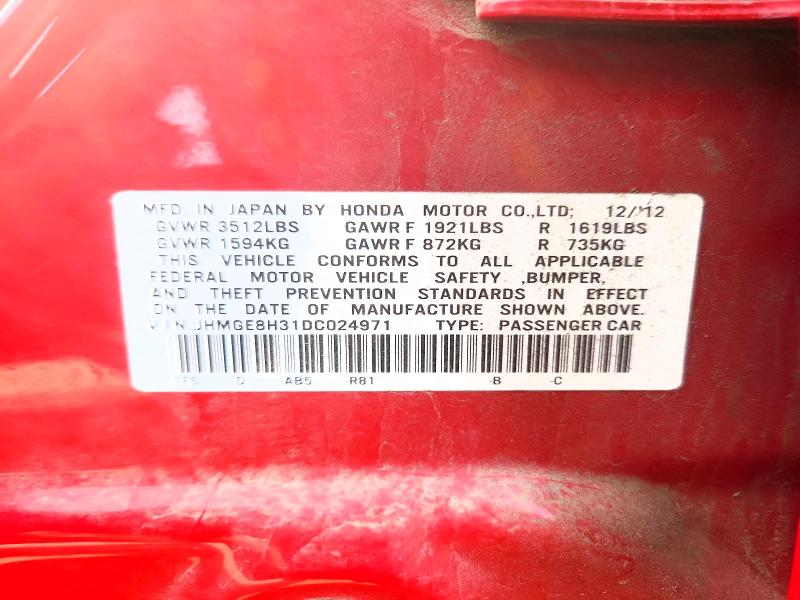 Продажа на аукционе авто 2013 Honda Fit, vin: JHMGE8H31DC024971, номер лота: 70728296