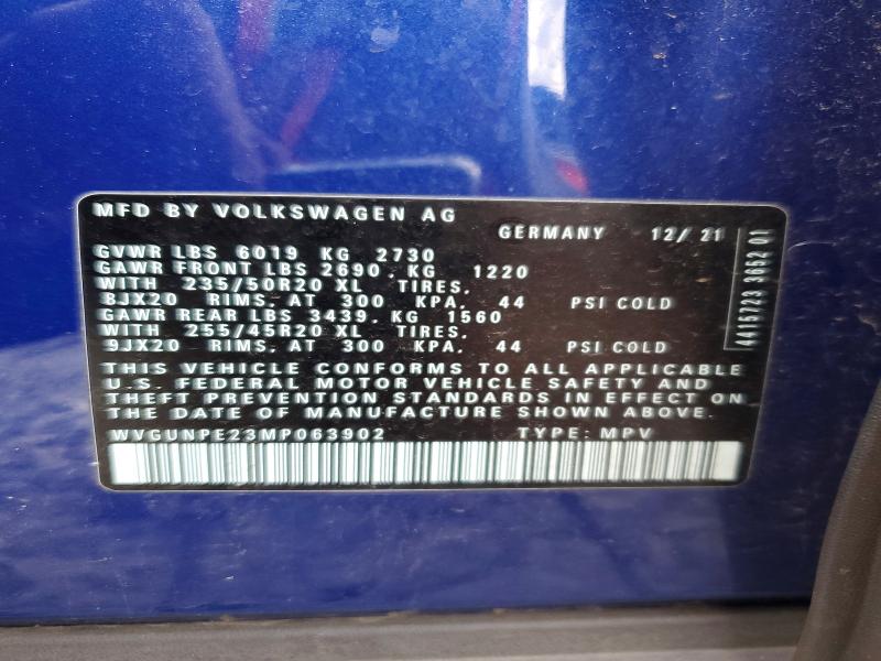 Продаж на аукціоні авто 2021 Volkswagen Id.4, vin: WVGUNPE23MP063902, номер лоту: 71350356
