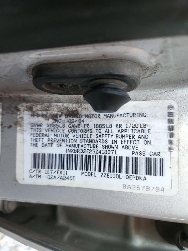 2005 Toyota Corolla მანქანა იყიდება აუქციონზე, vin: 1NXBR32E25Z418371, აუქციონის ნომერი: 72193016