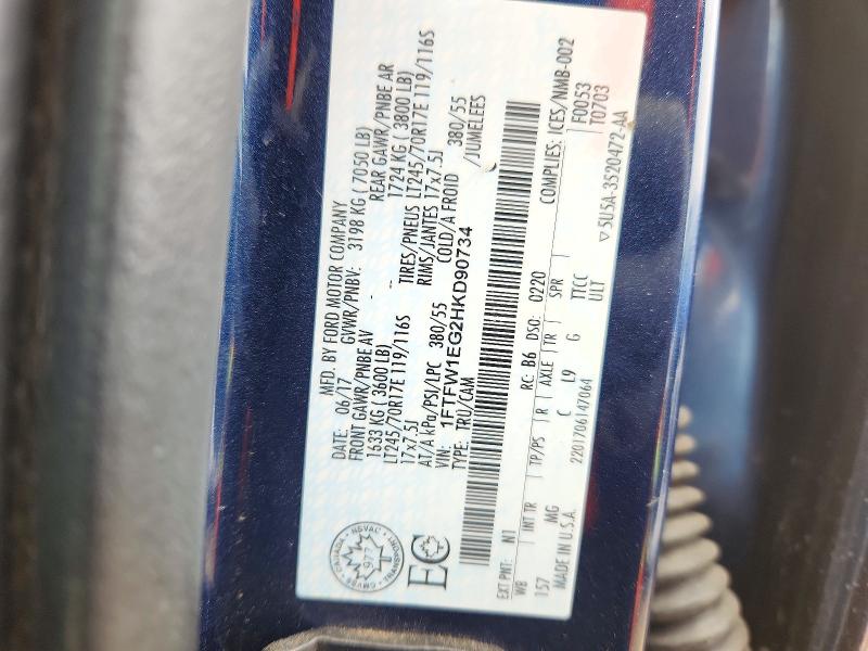 Продаж на аукціоні авто 2017 Ford F150, vin: 1FTFW1EG2HKD90734, номер лоту: 72369336