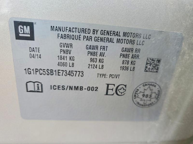 70554206 :رقم المزاد ، 1G1PC5SB1E7345773 vin ، 2014 Chevrolet Cruze مزاد بيع