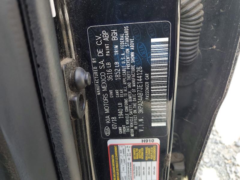 71735376 :رقم المزاد ، 3KPA24AB7JE144126 vin ، 2018 Kia Rio مزاد بيع