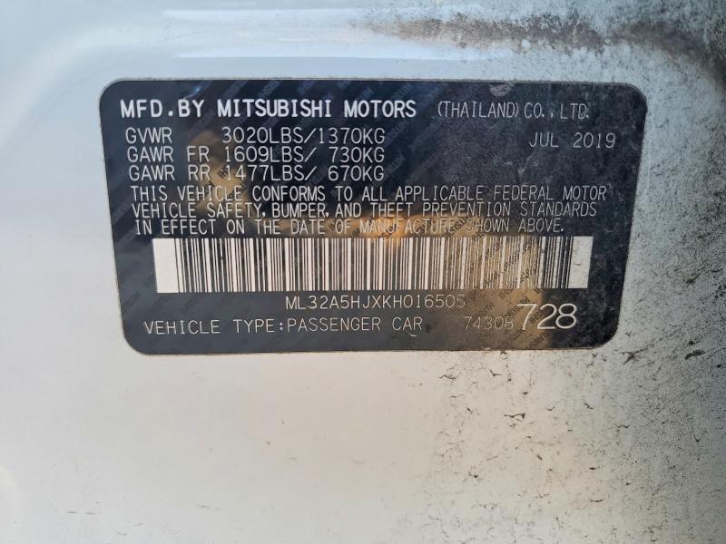 Продажа на аукционе авто 2019 Mitsubishi Mirage, vin: ML32A5HJXKH016505, номер лота: 71010096
