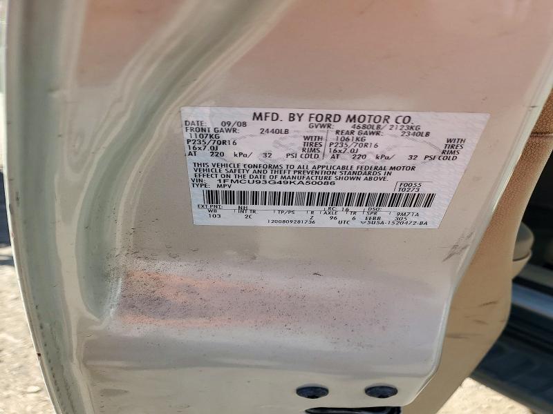 2009 Ford Escape მანქანა იყიდება აუქციონზე, vin: 1FMCU93G49KA50086, აუქციონის ნომერი: 71851296