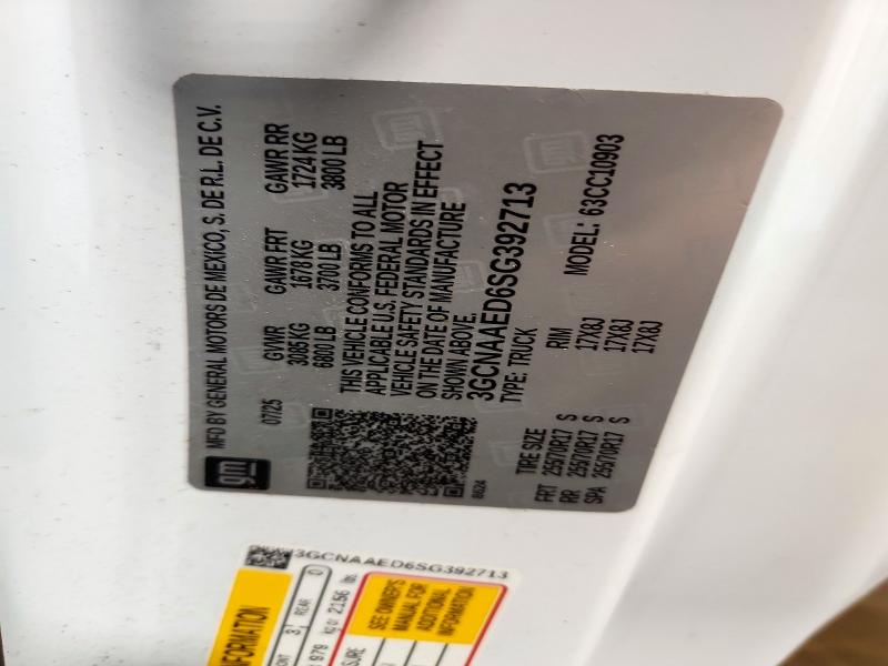 2025 Chevrolet Silverado მანქანა იყიდება აუქციონზე, vin: 3GCNAAED6SG392713, აუქციონის ნომერი: 71797136