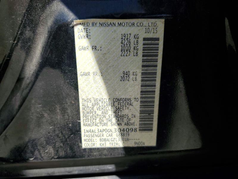 2016 Nissan Altima მანქანა იყიდება აუქციონზე, vin: 1N4AL3AP0GN304098, აუქციონის ნომერი: 72195536