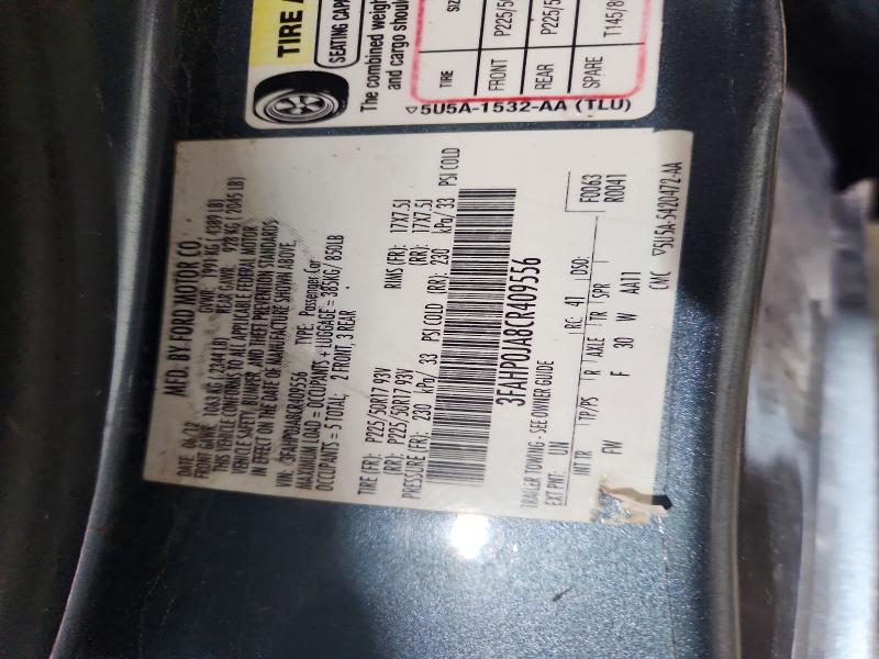 2012 Ford Fusion მანქანა იყიდება აუქციონზე, vin: 3FAHP0JA8CR409556, აუქციონის ნომერი: 71238866