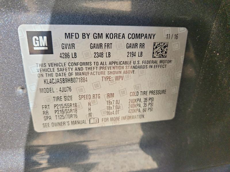 Aukcja sprzedaży 2017 Buick Encore, vin: KL4CJASB9HB071884, numer aukcji: 71089026