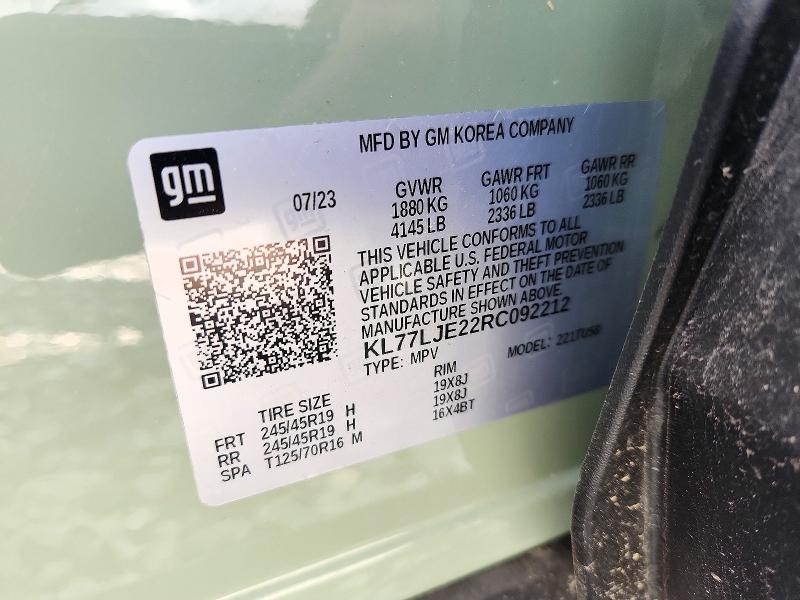 74116336 :رقم المزاد ، KL77LJE22RC092212 vin ، 2024 Chevrolet Trax مزاد بيع