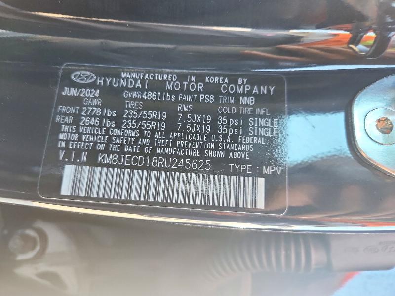 2024 Hyundai Tucson მანქანა იყიდება აუქციონზე, vin: KM8JECD18RU245625, აუქციონის ნომერი: 72120176