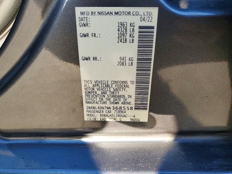 Aukcja sprzedaży 2022 Nissan Altima, vin: 1N4BL4DV7NN368558, numer aukcji: 72160146