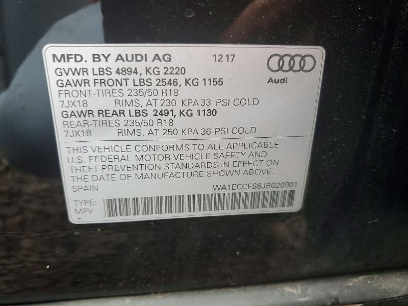Продажа на аукционе авто 2018 Audi Q3, vin: WA1ECCFS6JR020901, номер лота: 71962156