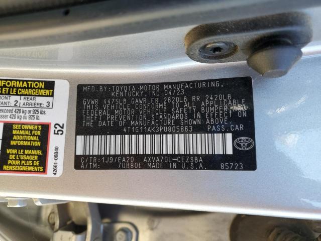 Продаж на аукціоні авто 2023 Toyota Camry, vin: 4T1G11AK3PU805863, номер лоту: 70675826