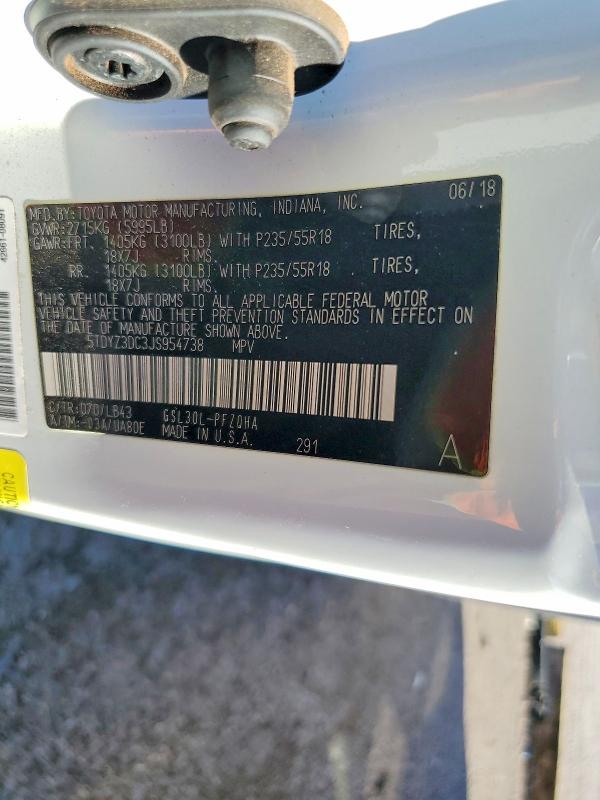 2018 Toyota Sienna მანქანა იყიდება აუქციონზე, vin: 5TDYZ3DC3JS954738, აუქციონის ნომერი: 70958146