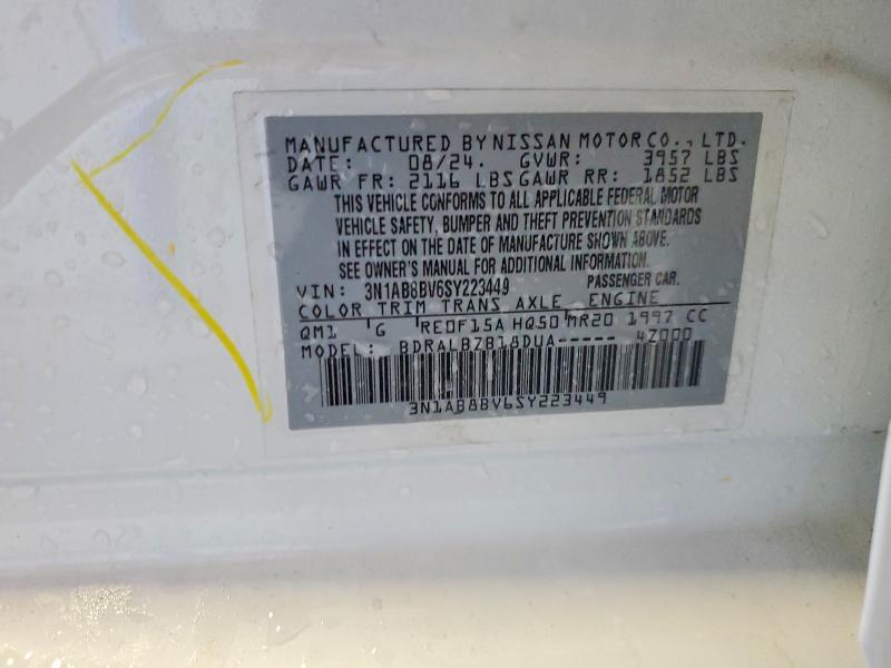 Aukcja sprzedaży 2025 Nissan Sentra, vin: 3N1AB8BV6SY223449, numer aukcji: 72000446