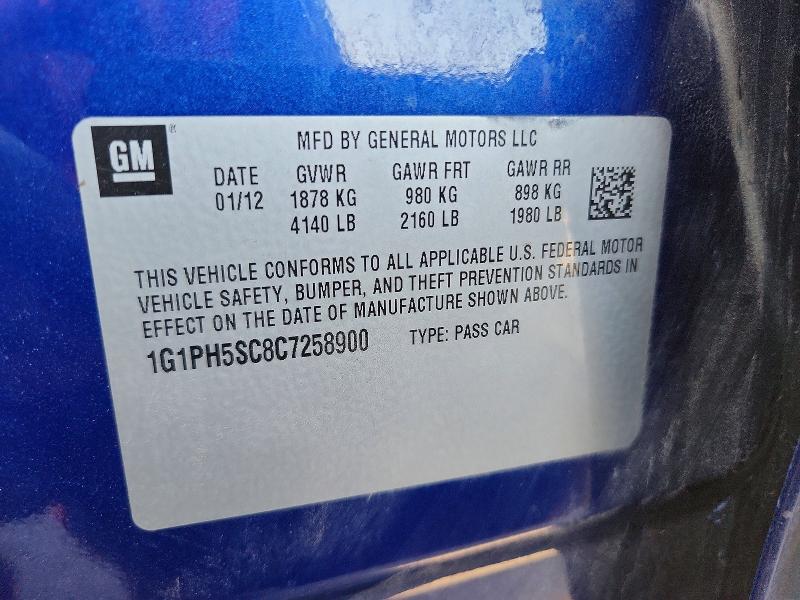 Продаж на аукціоні авто 2012 Chevrolet Cruze, vin: 1G1PH5SC8C7258900, номер лоту: 71399766