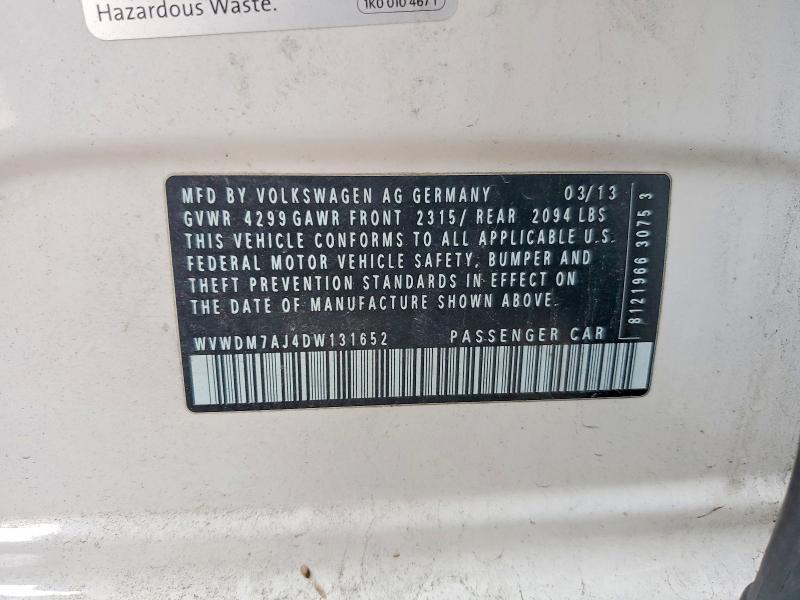 Продажа на аукционе авто 2013 Volkswagen Golf, vin: WVWDM7AJ4DW131652, номер лота: 70514676