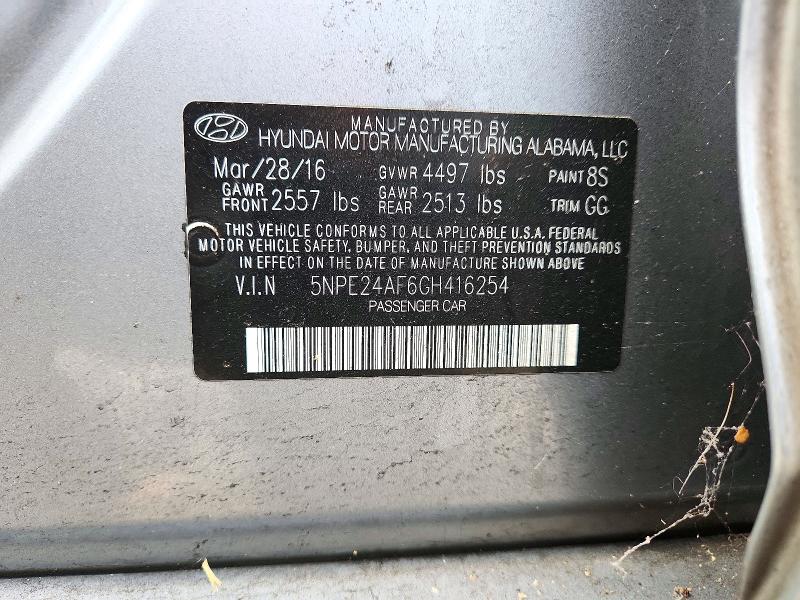 Aukcja sprzedaży 2016 Hyundai Sonata, vin: 5NPE24AF6GH416254, numer aukcji: 72233346