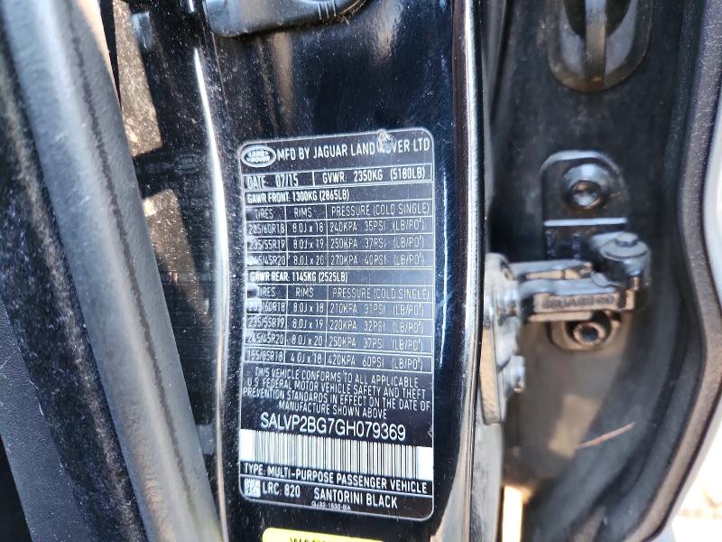 2016 Land Rover Range Rover Evoque მანქანა იყიდება აუქციონზე, vin: SALVP2BG7GH079369, აუქციონის ნომერი: 71667326