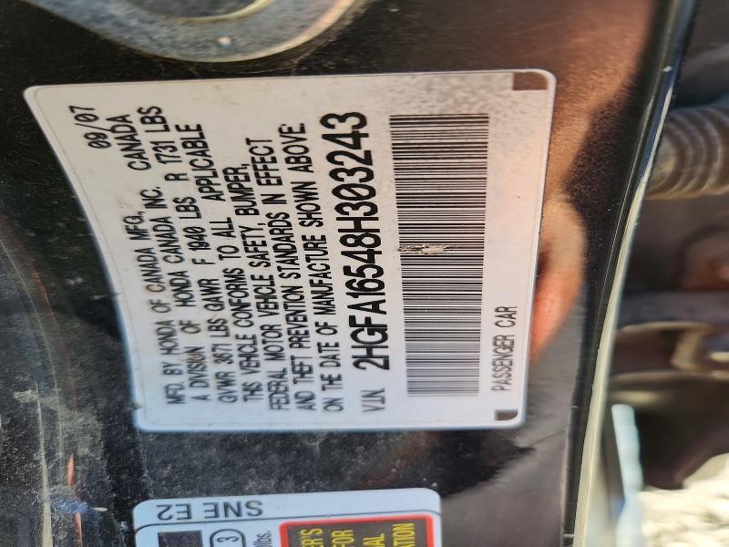 70680366 :رقم المزاد ، 2HGFA16548H303243 vin ، 2008 Honda Civic مزاد بيع