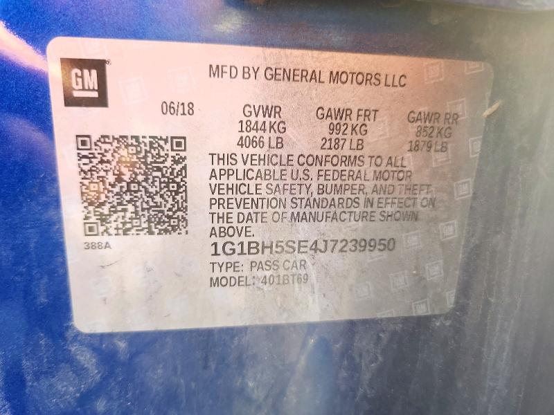 71367136 :رقم المزاد ، 1G1BH5SE4J7239950 vin ، 2018 Chevrolet Cruze مزاد بيع